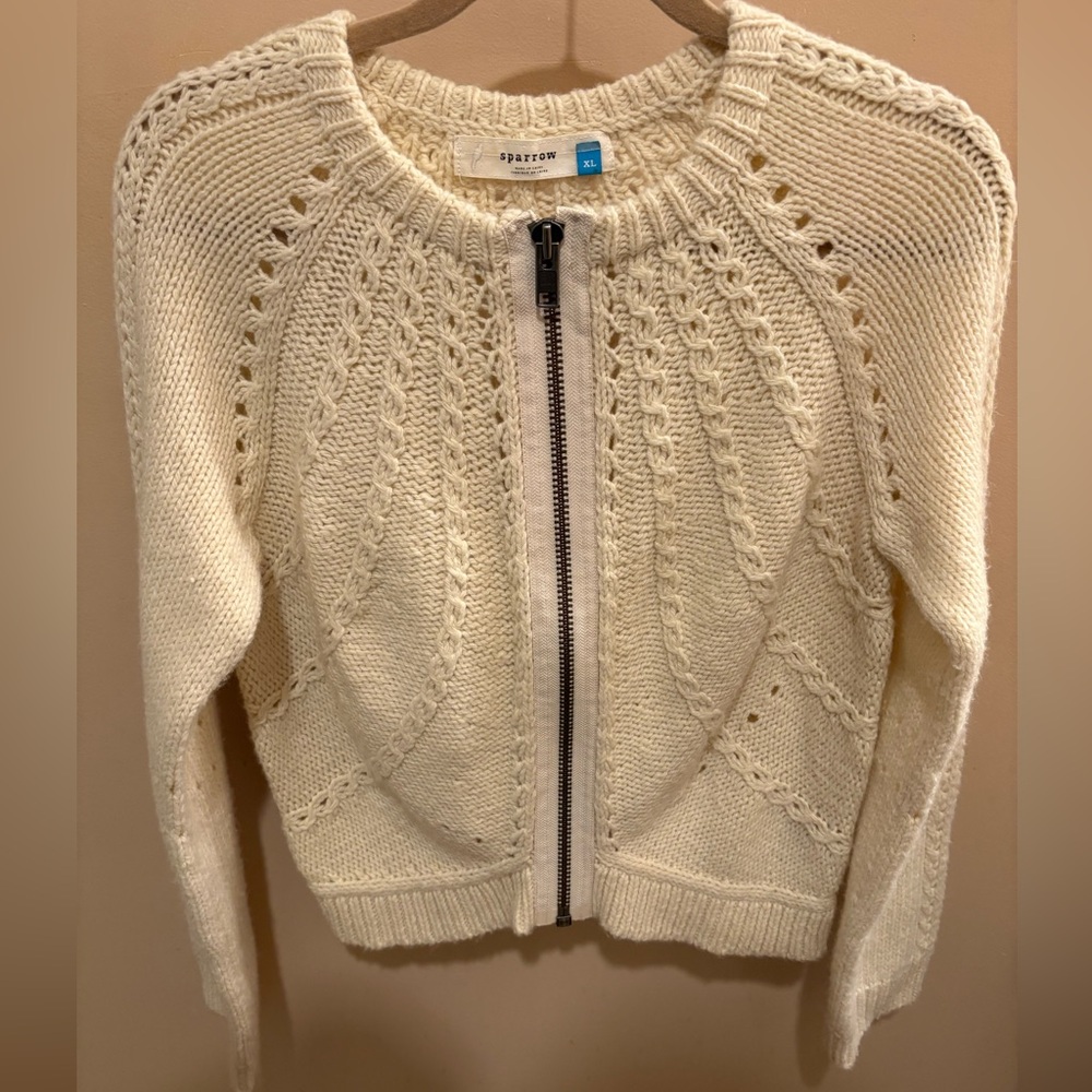 Anthropologie Sparrow Apple Picking Cardigan Sweater in Ivory Size XL